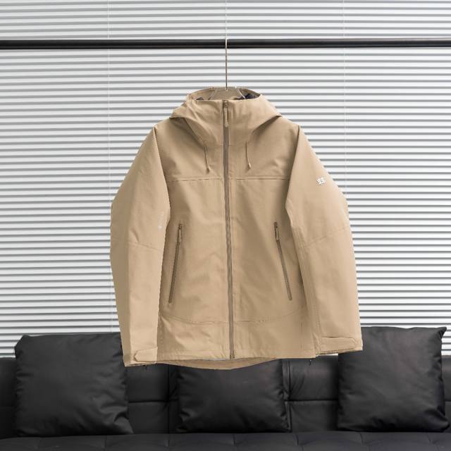 Khaki Kolon solid color sleeve badge hooded jacket three-in-one Color: black, ye