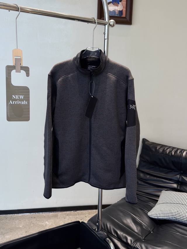 Stand collar fleece zipper jacket : Product color: polar white, graphite gray,