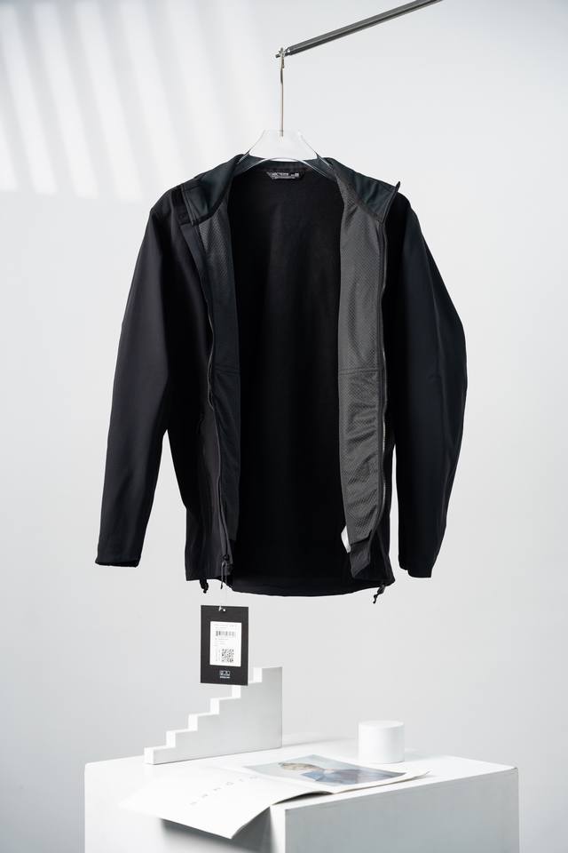 Black Arcteryx Gamma Mx Fleece Soft Shell Stand Collar Solid Color Breathable Co