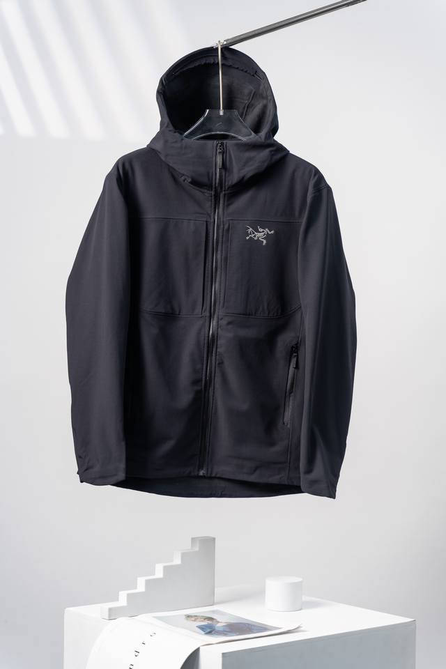 Black Arcteryx Gamma Mx Hoody solid color warm soft shell hooded fitted jacket o