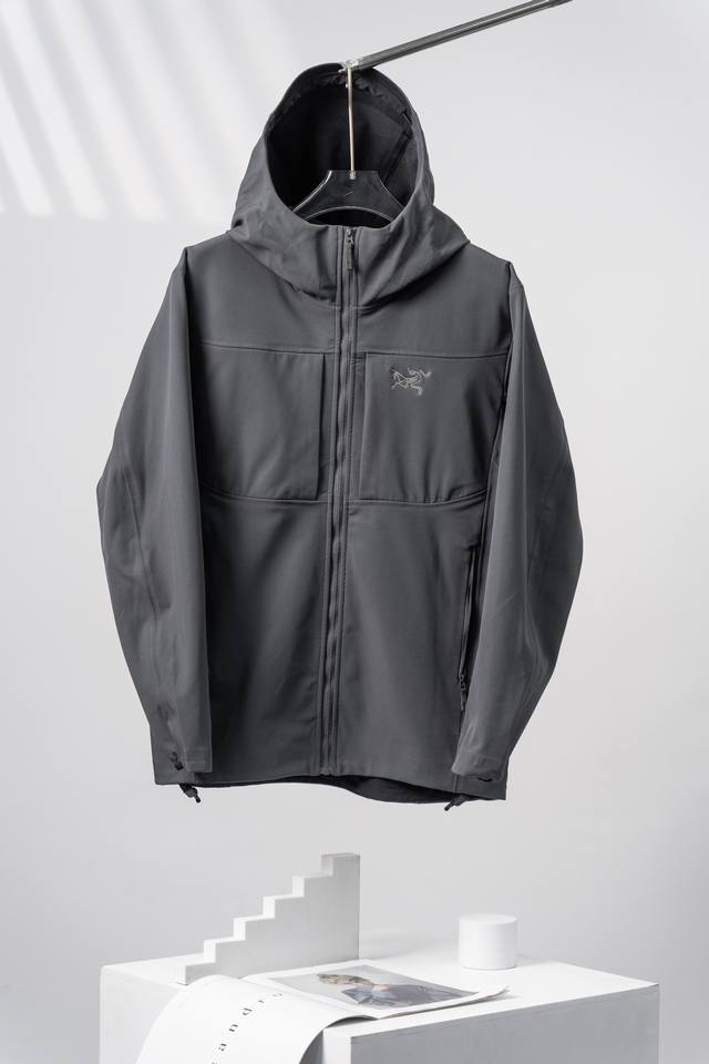 Water Wave Gray Arcteryx Gamma Mx Hoody solid color warm soft shell hooded fitt