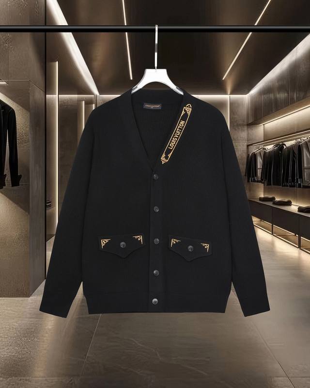 Louis Vuitton Lv 25Fw Limited Edition Cardigan Sweater with Embroidered Logo and