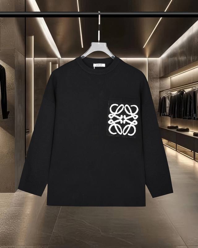 Loewe 25Fw limited edition pullover sweater with jacquard embroidery and logo o
