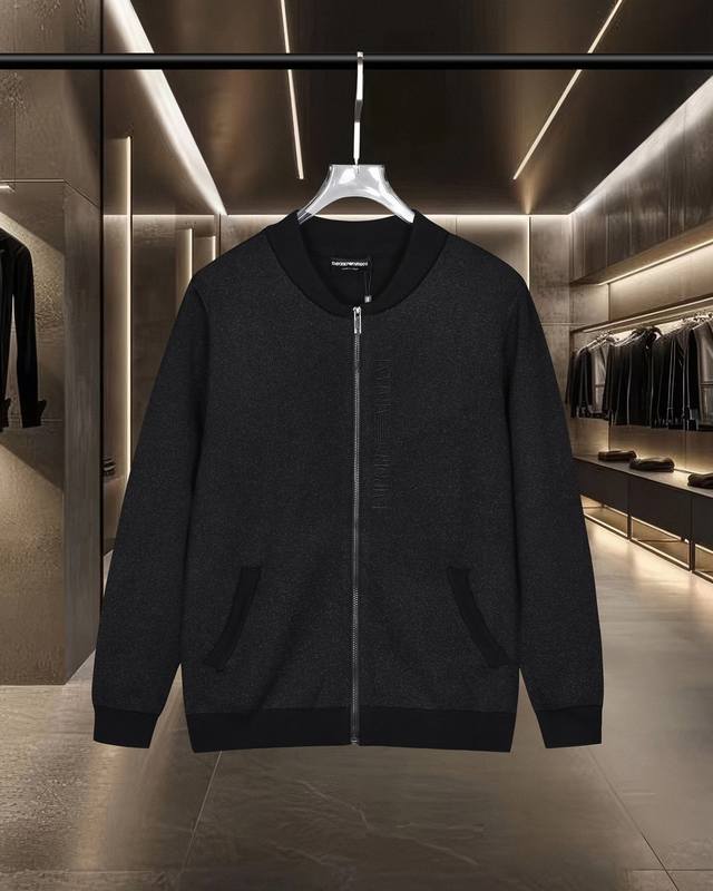 Emporio Armani zippered baseball jacket with embroidered logo and lettering. 202