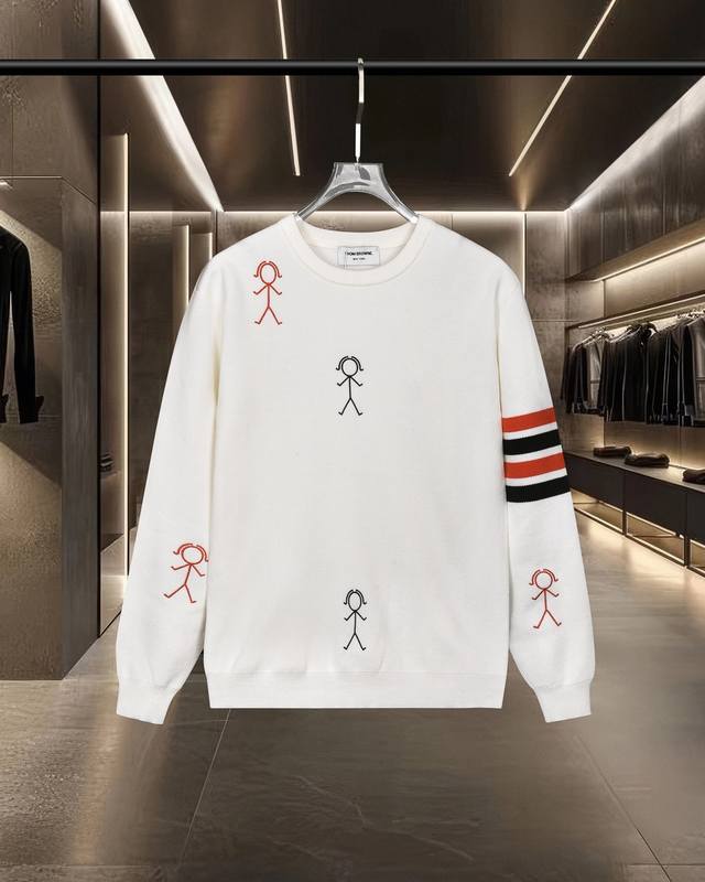 Thom Browne Tb basic classic stickman embroidered colorblocked four-bar knitted