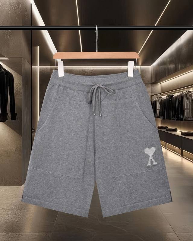 Next-day shipping. Ami Heart Macaroon Logo Embroidered Casual Sports Shorts. 20