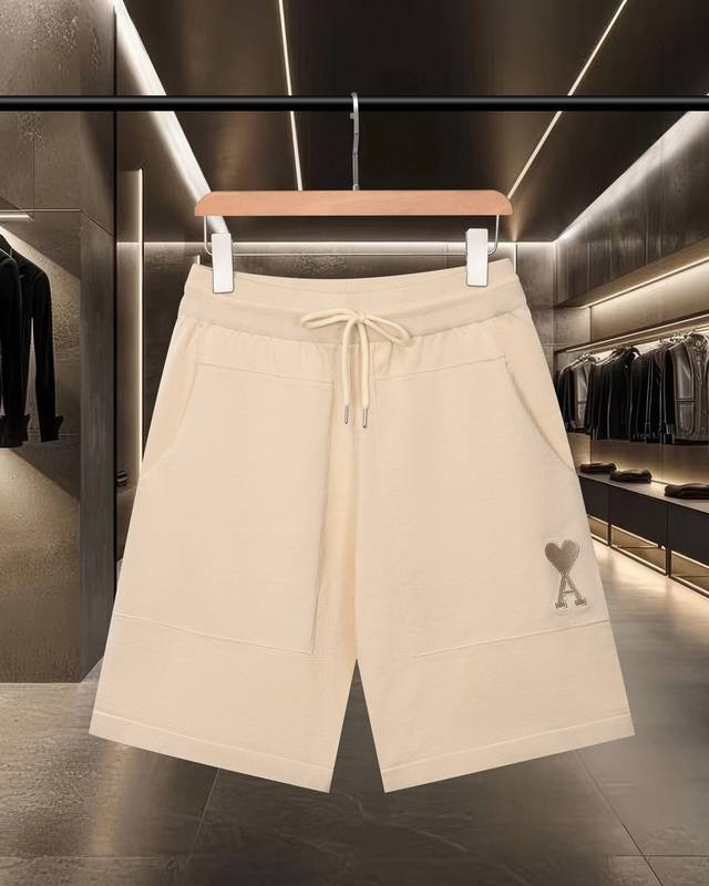 Next-day shipping. Ami Heart Macaroon Logo Embroidered Casual Sports Shorts. 20