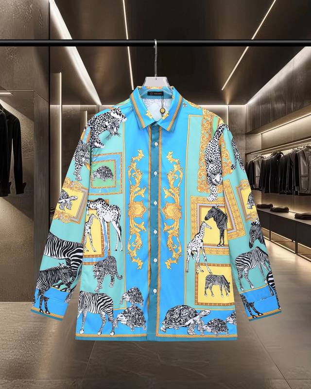 Versace's hot-selling Medusa Palace-style animal series digital print long-sleev