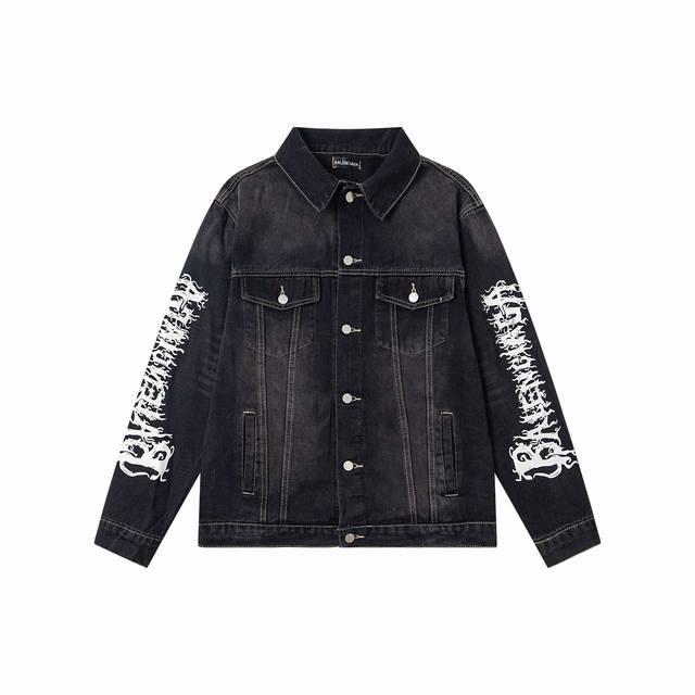 New Arrival Style: B156 Balenciaga's new retro graffiti denim jacket. 1. Made f