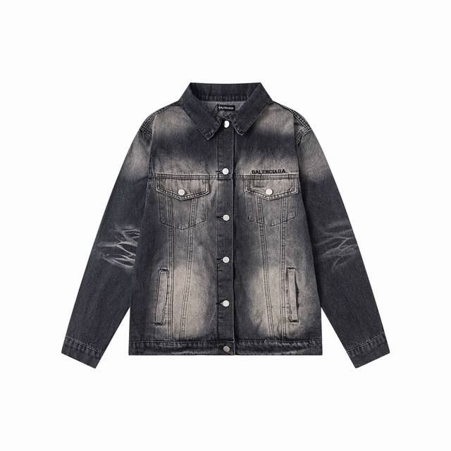 New Arrival Style: B155 Balenciaga washed gradient back logo embroidered denim