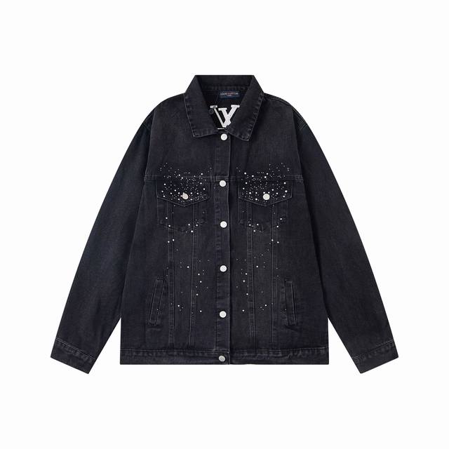 New Arrival Style: B146 Louis Vuitton distressed and frayed denim jacket with a