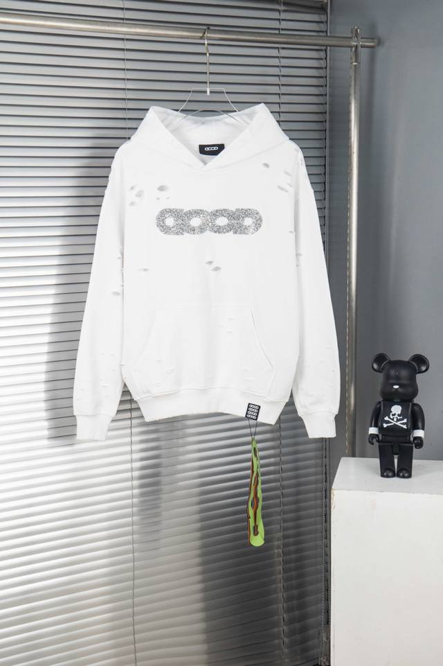 New Arrival Style: B138 Good new classic chest logo ripped hooded sweatshirt wi