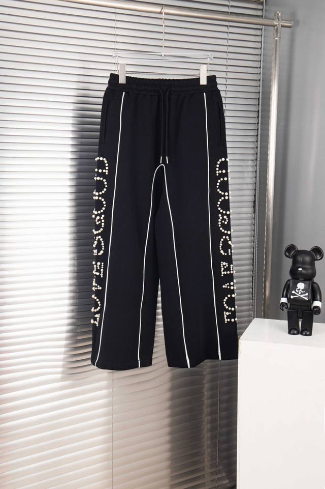 New Arrival Style: B136 Good New Pearl Letter Yarn-dyed Straight Sweatpants Cas