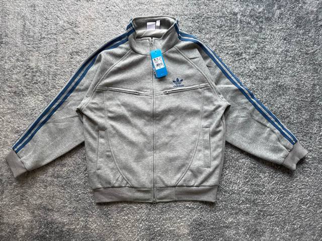a47# Korean-style Adidas unisex jacket with classic trefoil embroidery, a style