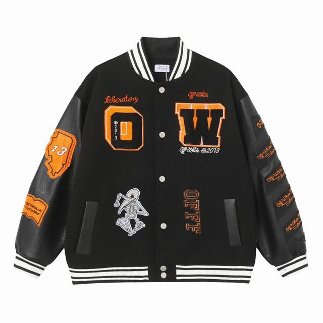 Off-White baseball jacket 25Ss runway style. With its moderate thickness and hig