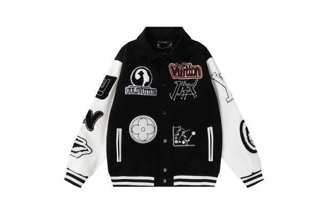 b35 Lv Demon Eye towel embroidery and geometric flat embroidery baseball jacket