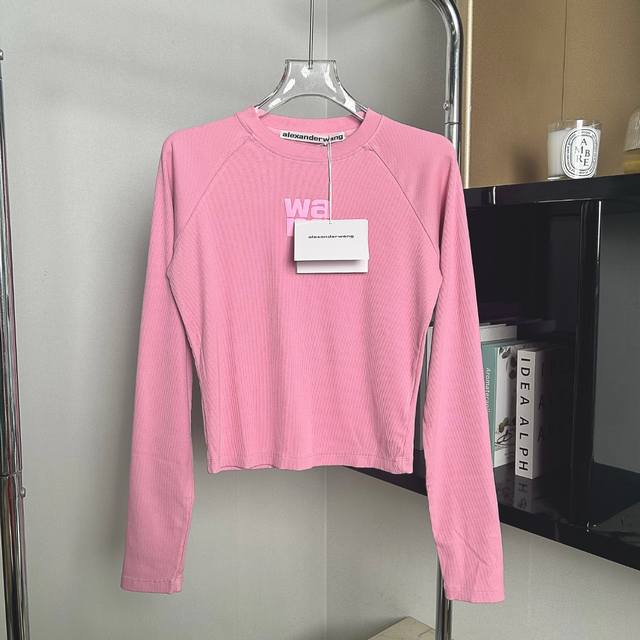 aw Alexander Wang women's long-sleeved T-shirt with classic lettering and foam l