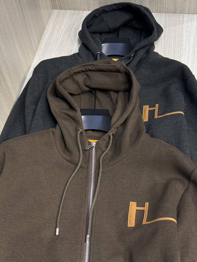 Aima's latest Autumn/Winter 2025 men's cashmere hooded sweatshirt with H leather