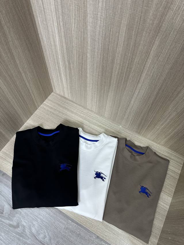 B's latest classic basic style war horse embroidered logo men's round neck long-