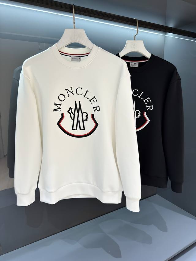 New arrival: 2025Ss Autumn/Winter Mon*Ler embroidered logo round-neck pullover