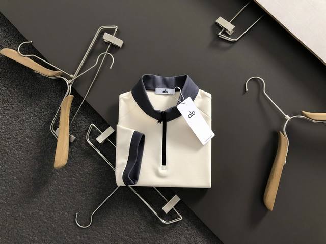 Alo* Fit Model M-Xxxl 2025 Autumn and Winter Top Black and Gray Colorblocked Thr