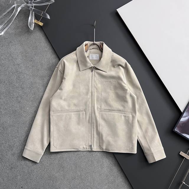 Cd.25Fw New Cd Embossed Suede Jacket, a high-end urban-chic lapel jacket for men