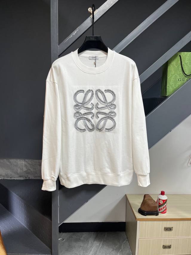 Loewe 420G round neck sweatshirtSimple cut color block embroidered logo light lu