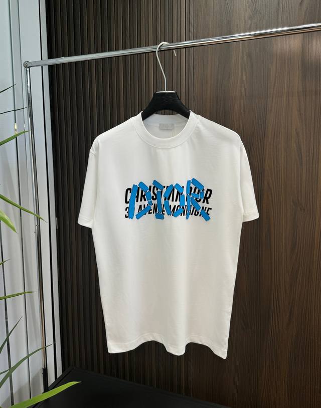 Dior 2025Ss autumn and winter new style 320G short-sleeved cotton plain fabric i