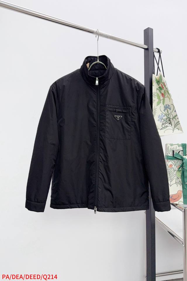Q214 pa prada Prada 25 new style stand-up collar triangular micro-logo cotton ja