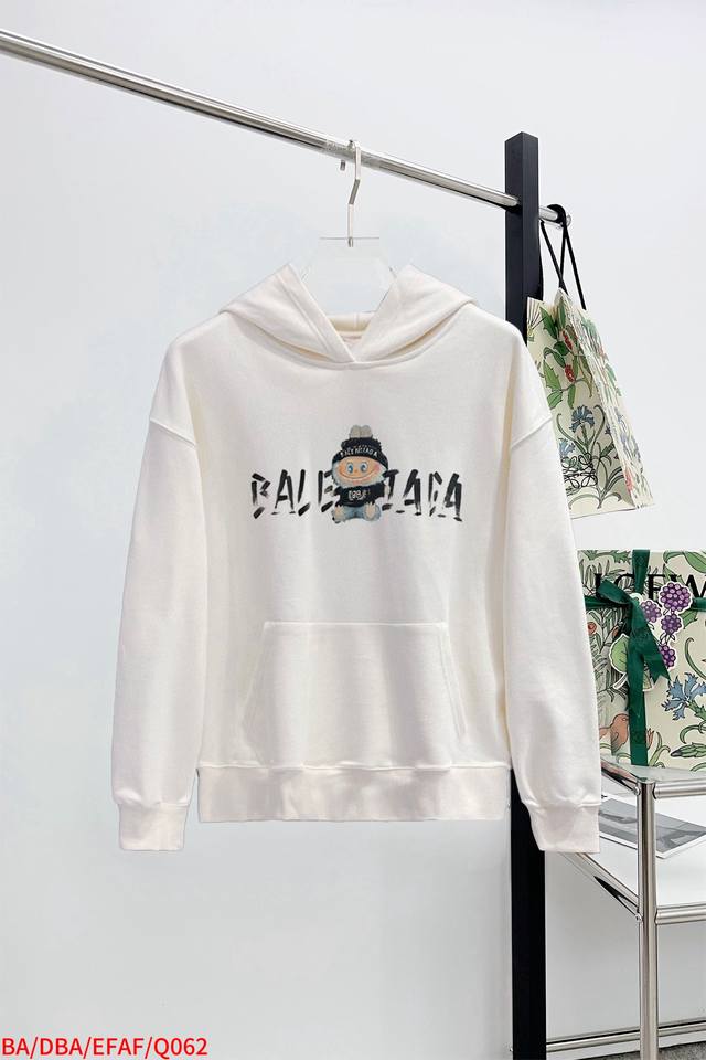 Q062 Ba Balenciaga's new autumn/winter 25Fw hooded sweatshirt is made of double-