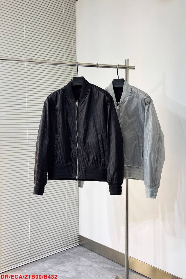 B432 Drdior 2025 new recycled jacquard technical fabric jacket Diamond pattern z