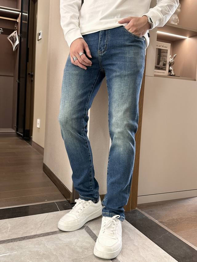 Alo 2025 new style! High-end custom-made slim-fit business straight jeans with o