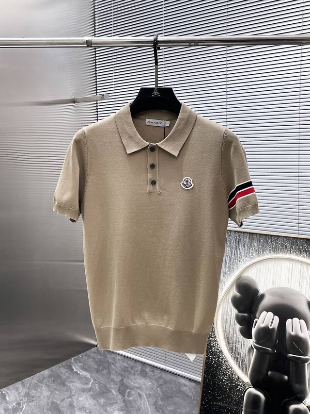 Moncler's new 2025Ss lapel short-sleeved knit polo shirt, a high-end version! C