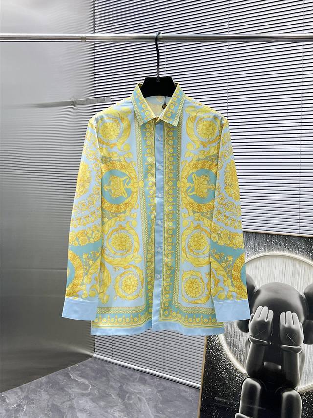 Versace 2025Ss new men's long-sleeved shirt, a high-end version! Custom-made fa