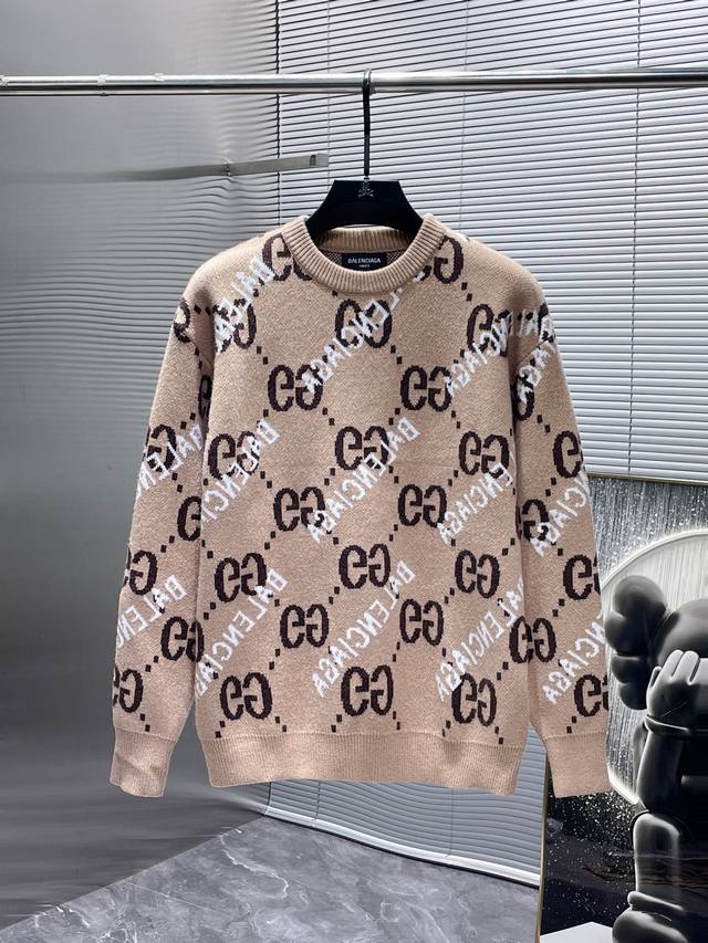 Gucci's premium 2025 Early Fall new wool blend round-neck long-sleeved sweater,