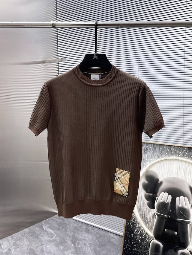 Burberry's new 2025Ss short-sleeved crewneck sweater, a high-end version! Custo
