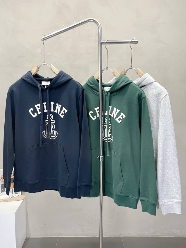 Celine's exclusive autumn and winter men's casual hooded sweatshirt, high-end cu