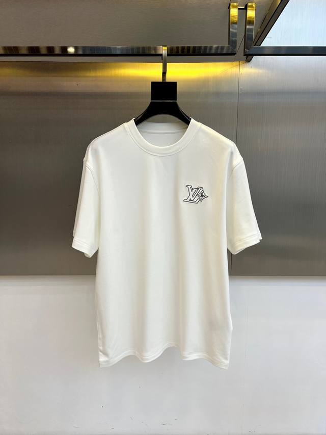 LV Vuitton, 2025 Autumn and Winter new product logo embroidered round neck mid-s