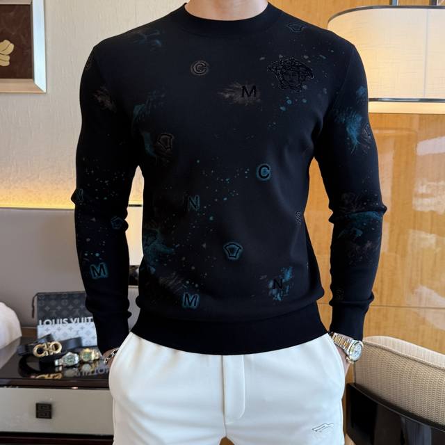 Versace's Autumn/Winter 2025 collection is a must-have knitted sweater, a styli