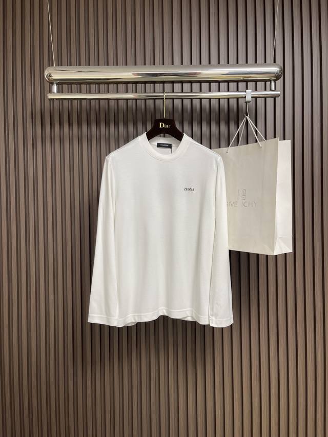 Zegna 2025Fw autumn and winter new round neck long-sleeved T-shirt, fashionable