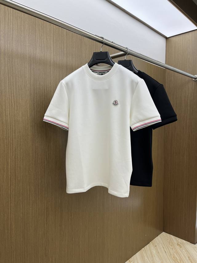 Mon 2025 Fall/Winter Round-Neck Embroidered Short-Sleeved T-Shirt. The elemental