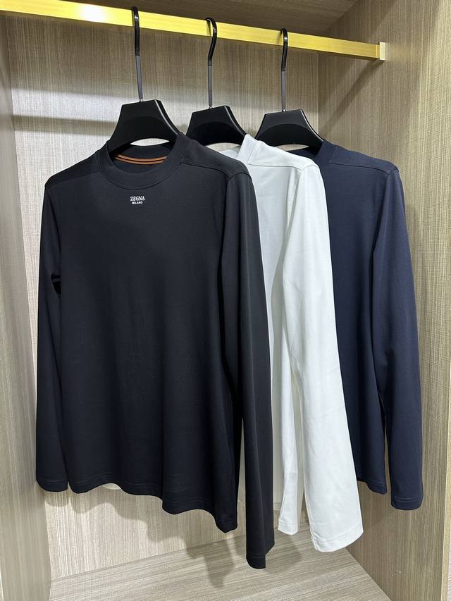 Model 95030. Z's latest 2025 Fall/Winter men's round-neck long-sleeved logo T-s