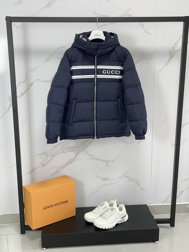 Gu*Ci Fw New Fall/Winter StyleHooded long-sleeved zip-up down jacketRemovable ho