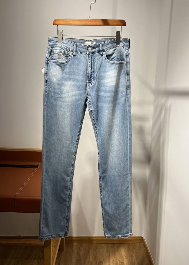 New Bc~2025 Spring/Summer Men's Business Casual Blue Denim Slim Jeans. Sourced