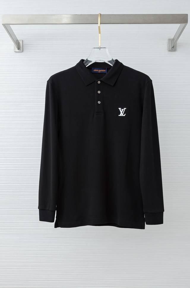 Lv 2025Fw New Light Luxury Men's Lapel Long-sleeved T-shirt#Selected imported 10