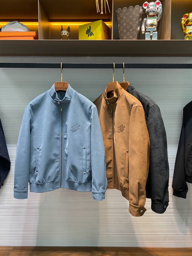 LV25Fw New Fall/Winter Eco-Friendly Suede Small Stand-Up Collar Jacket for Men,