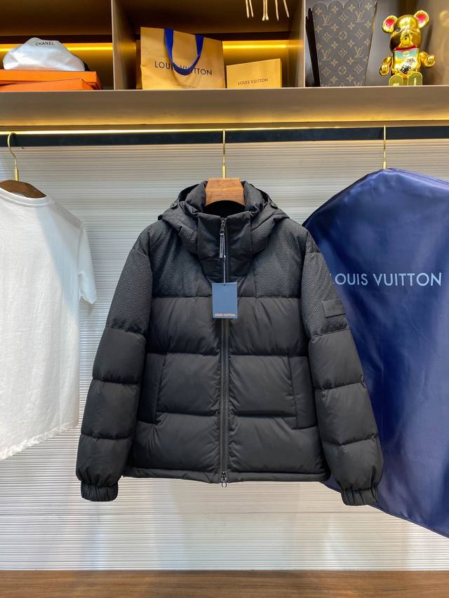LV25Fw New Autumn/Winter Down Jacket with Monochrome Pattern and Zipper. Unisex