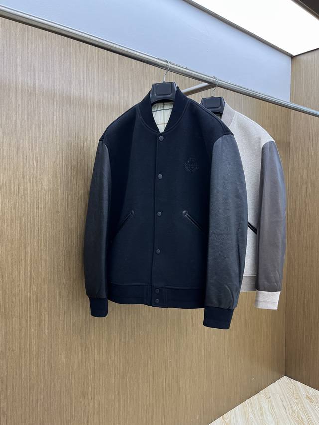 Autumn/Winter Lp Fw men's genuine leather and woolen casual baseball jacket. A f