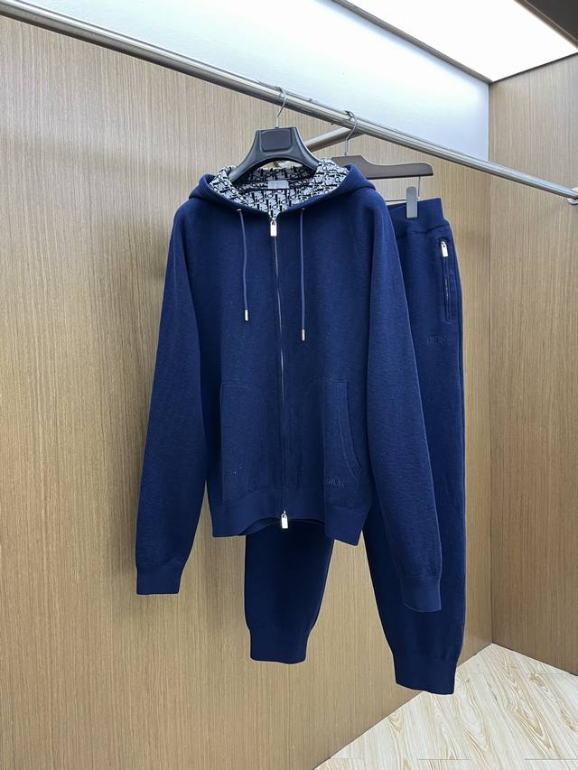 Dior Dior classic autumn and winter new suit wool composite jacquard hooded zipp