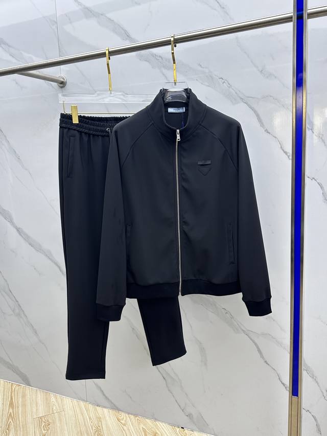Prada 2025 Autumn/Winter new men's casual zipper stand-up collar suit, made of